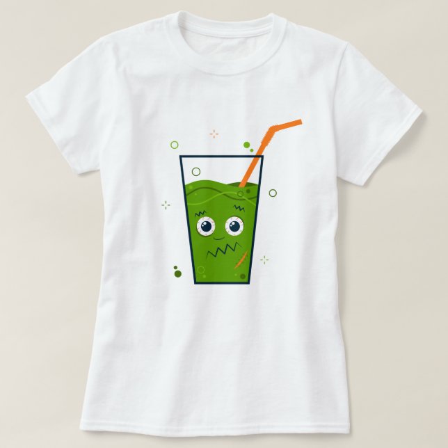 Happy Halloween | Frankenstein Straw & Drink T-Shirt (Design Front)