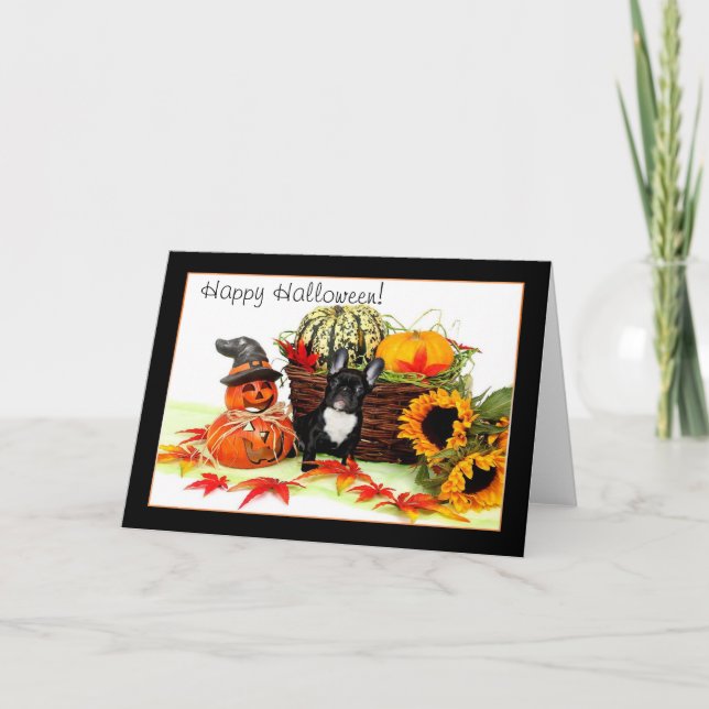 Happy Halloween French Bulldog greeting Card (Front)