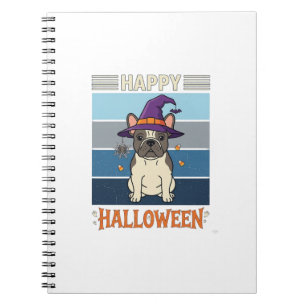 Happy Halloween French Bulldog Witch Spider Web Ca Notebook
