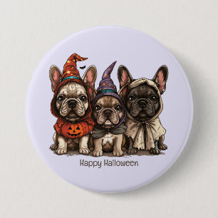 Happy Halloween French Bulldogs 3 Inch Round Button
