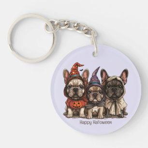 Happy Halloween French Bulldogs Keychain