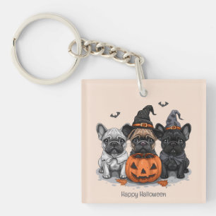 Happy Halloween French Bulldogs Keychain