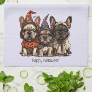 Happy Halloween French Bulldogs Kitchen Towel