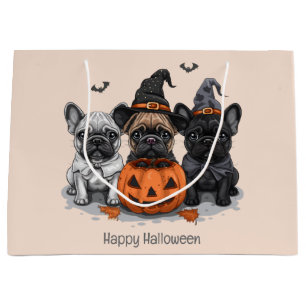 Happy Halloween French Bulldogs Large Gift Bag