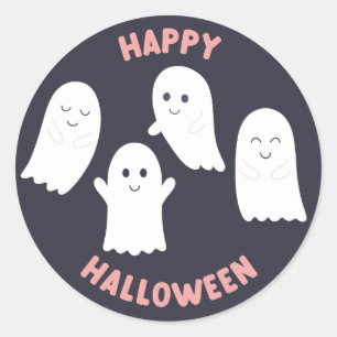 Happy Halloween Friendly Ghosts Classic Round Sticker