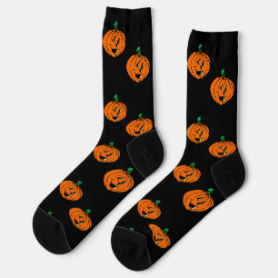 Happy Halloween, Friendly, Pumpkin Jack-o'-Lantern Socks