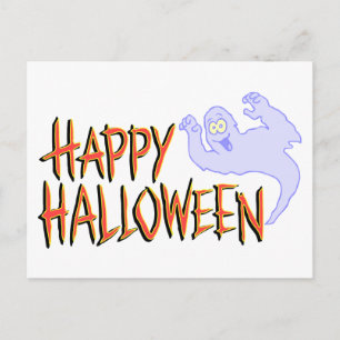 Happy Halloween Friendly Smiling Ghost Postcard