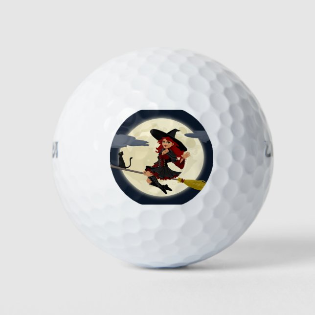 Happy Halloween Friendly Witch Golf Balls (Front)