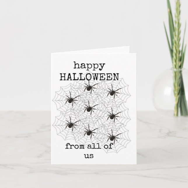Happy Halloween, From All of Us, Black Spiders Card (Front)
