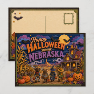Happy Halloween From Nebraska Kids Postcard