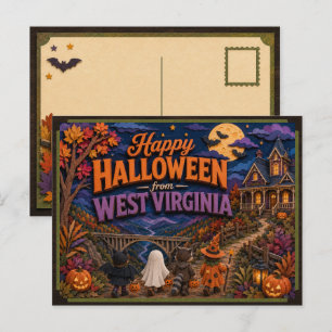 Happy Halloween From West Virginia Kids Postcard