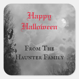 Happy Halloween Full Moon and Raven Custom Sticker