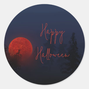 Happy Halloween Full Moon Classic Round Sticker