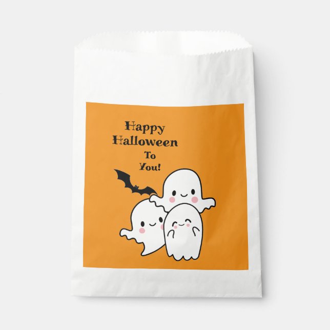 Happy Halloween Fun Ghost Personalize Favour Bag (Front)