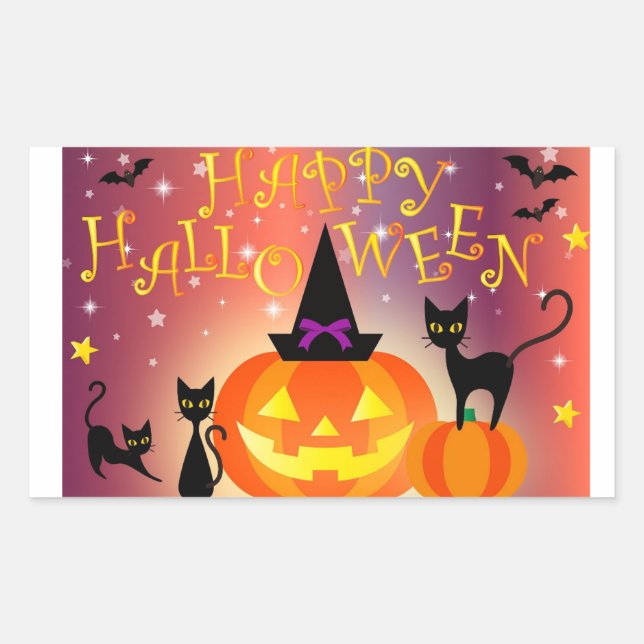 Happy Halloween Funny Bright Pumpkins Party Sticker (Front)