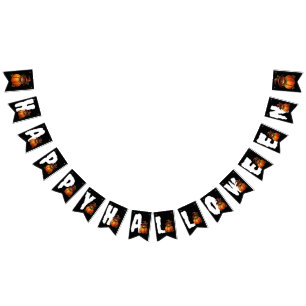 HAPPY HALLOWEEN FUNNY CAT PUMPKIN BUNTING FLAGS