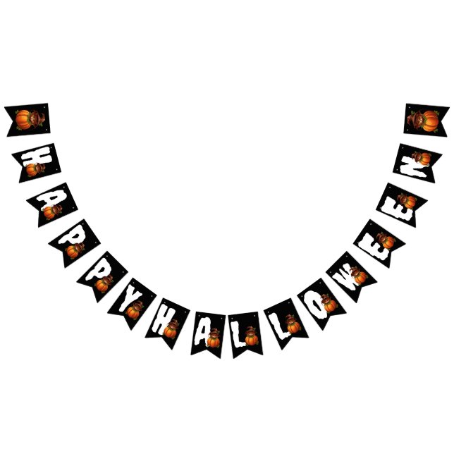 HAPPY HALLOWEEN FUNNY CAT PUMPKIN BUNTING FLAGS (All)