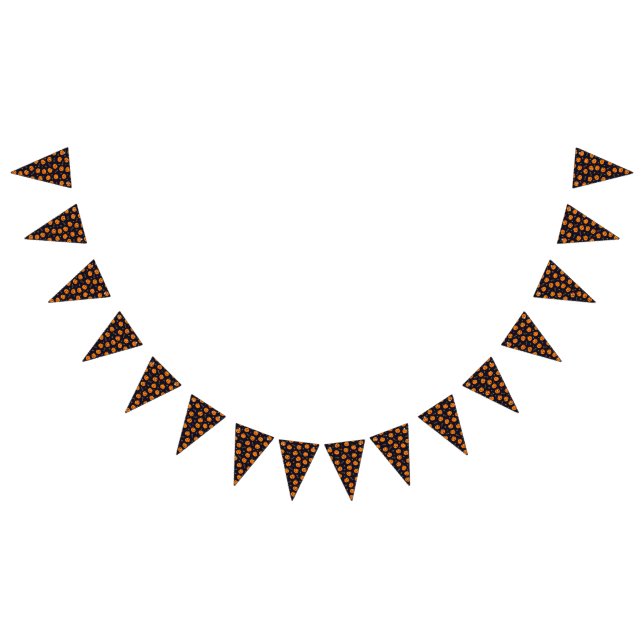 Happy Halloween Funny Cute Orange Pumpkins Pattern Bunting Flags (All)