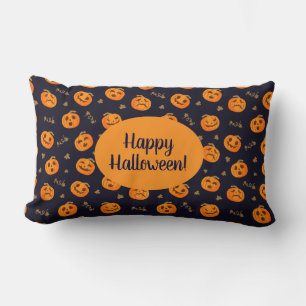 Happy Halloween Funny Cute Pumpkins Pattern Lumbar Pillow