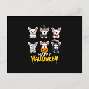Happy Halloween Funny Dogs Costume Cute Bulldog Holiday Postcard