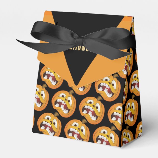 Happy Halloween  funny Jack o Lantern Pumpkin Favor Box (Front Side)
