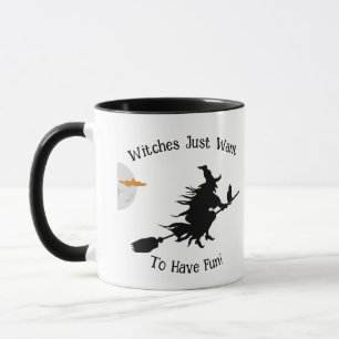 Happy Halloween Funny Sayings Witches Brooms Cats  Mug