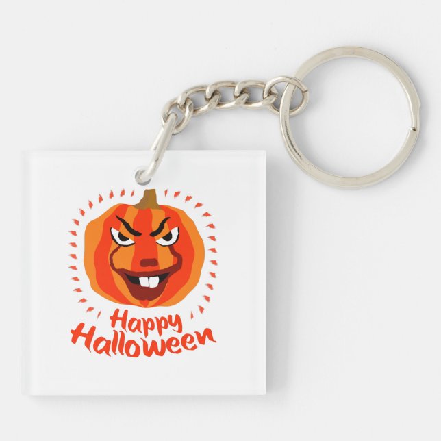 🎃 Happy Halloween – Funny, Scary & Cute Pumpkin Keychain (Back)