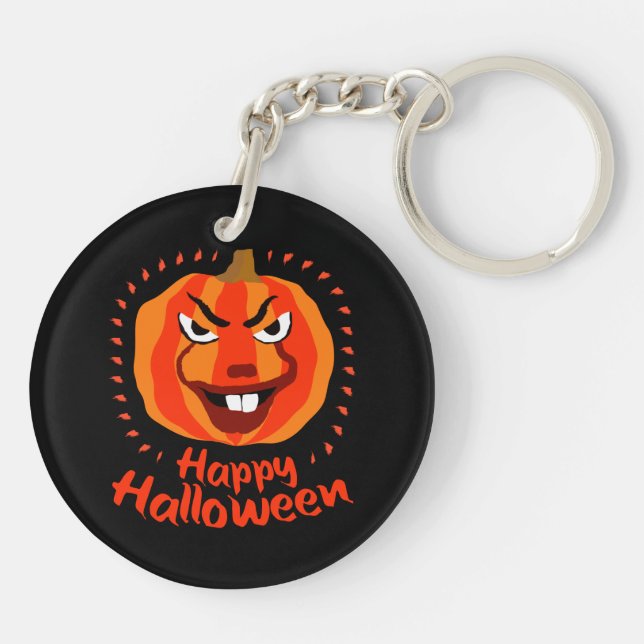 🎃 Happy Halloween – Funny, Scary & Cute Pumpkin Keychain (Back)