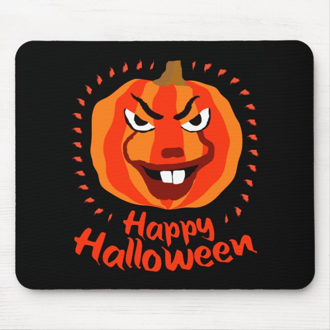 🎃 Happy Halloween – Funny, Scary & Cute Pumpkin Mouse Pad (Front)