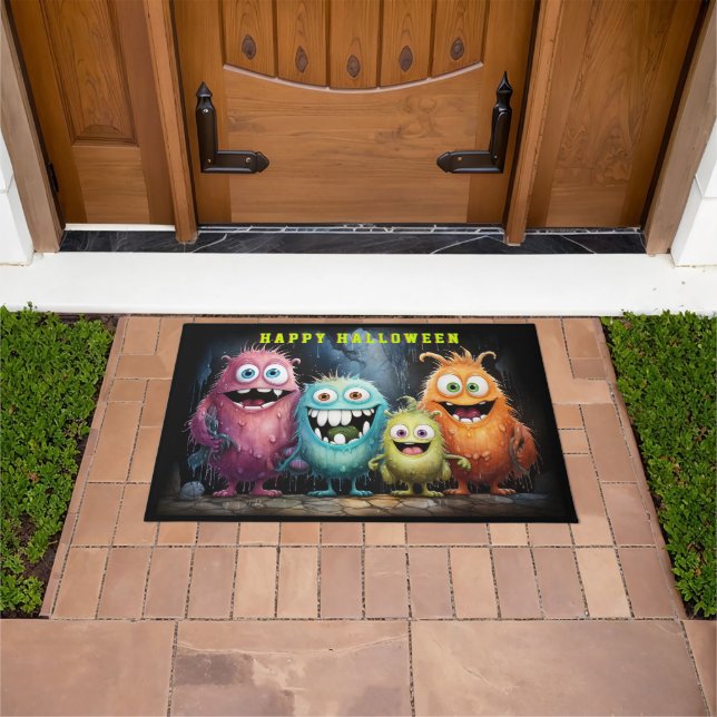 Happy Halloween Funny Scary Monsters Doormat (Outdoor)