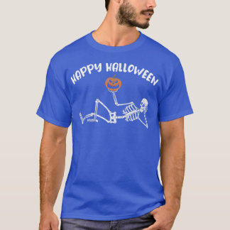 Happy Halloween Funny Spooky Skull Skeleton Holdin T-Shirt