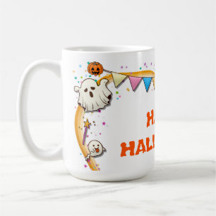 Happy Halloween Ghost and Pumpkins Coffee Mug