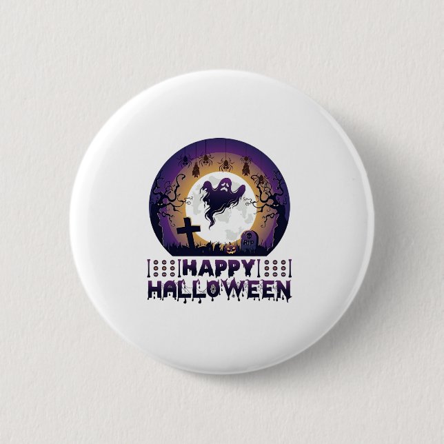Happy Halloween Ghost Bats Spiders_1 2 Inch Round Button (Front)
