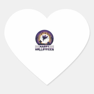 Happy Halloween Ghost Bats Spiders_1 Heart Sticker