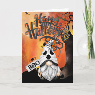 Happy Halloween Ghost Boo Gnome Card