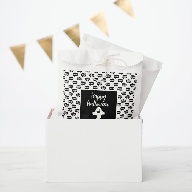 Happy Halloween ghost boo no tricks just treats  F Favour Bag (Party)