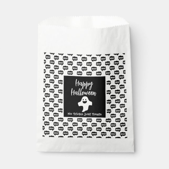 Happy Halloween ghost boo no tricks just treats  Favour Bag (Front)