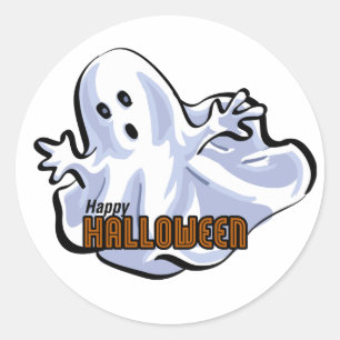 Happy Halloween Ghost Cartoon Classic Round Sticker