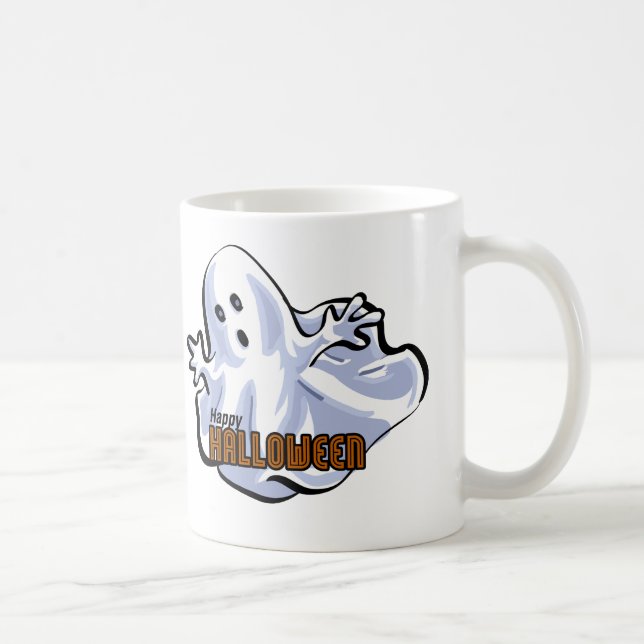 Happy Halloween Ghost Cartoon Coffee Mug (Right)