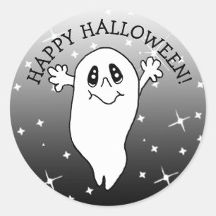 Happy Halloween Ghost Classic Round Sticker