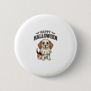 Happy Halloween Ghost Dog Vintage Engraving Shirt_ 2 Inch Round Button