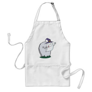 Happy Halloween Ghost Flying Next To Tombstone Standard Apron