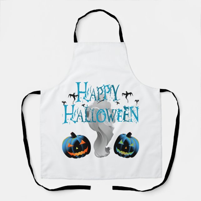 Happy Halloween Ghost -Halloween Costume Pumkin Apron (Front)