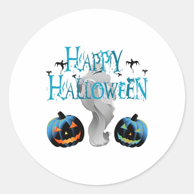 Happy Halloween Ghost -Halloween Costume Pumkin Classic Round Sticker (Front)