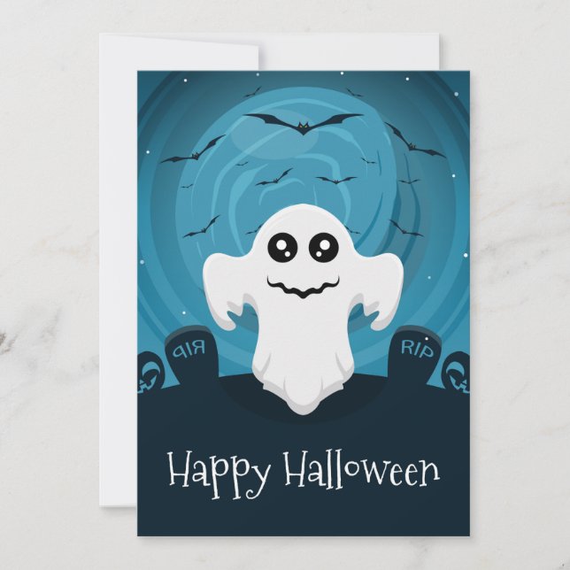 Happy Halloween Ghost Holiday Card (Front)