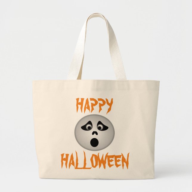 "HAPPY HALLOWEEN" GHOST LARGE TOTE BAG (Front)
