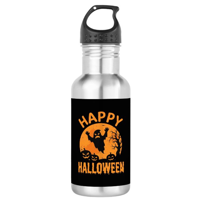Happy Halloween Ghost Pumpkin Vector Design 532 Ml Water Bottle (Front)
