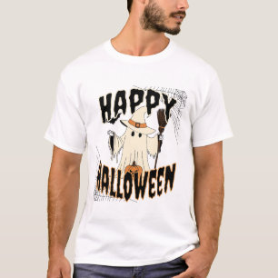 Happy Halloween Ghost Retro T-Shirt