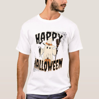 Happy Halloween Ghost Retro T-Shirt