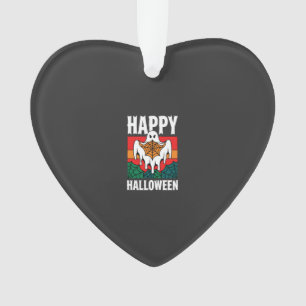 Happy Halloween Ghost Spiderweb Retro Ornament